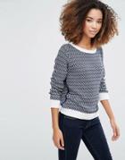Shae Mix Stitch Knit Sweater - White