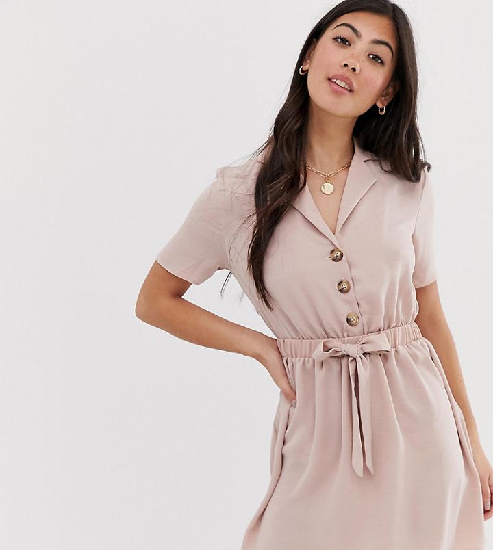 Miss Selfridge Petite Shirt Dress With Belt In Pink