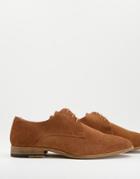 Topman Collins Real Leather Brogue Shoes In Tan-brown