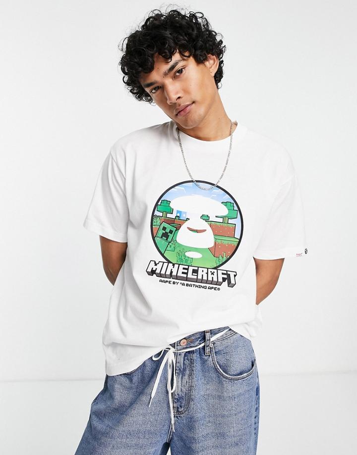 Aape By A Bathing Ape X Minecraft Face T-shirt In White