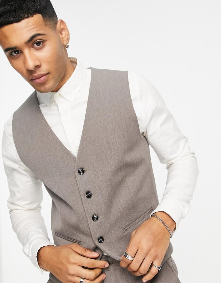 Selected Homme Slim Vest In Brown