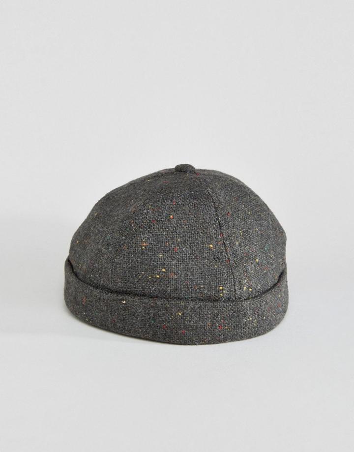 Asos Docker Cap In Charcoal Nep - Gray