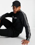 Calvin Klein Performance Front And Side Taping Logo Sweatshirt In Black