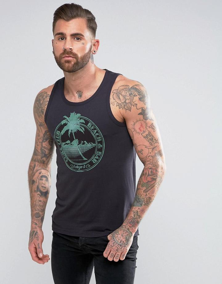 Jack & Jones Vintage Tank With Graphic Print - Black