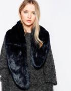 Pia Rossini Faux Fur Wide Scarf - Navy