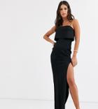 Asos Design Tall Crop Top Scuba Maxi Dress-black