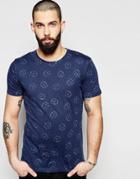 Only & Sons T-shirt With All Over Floral Reverse Print - Blue