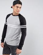 Le Breve Raglan Cut And Sew Long Sleeve Top - Gray