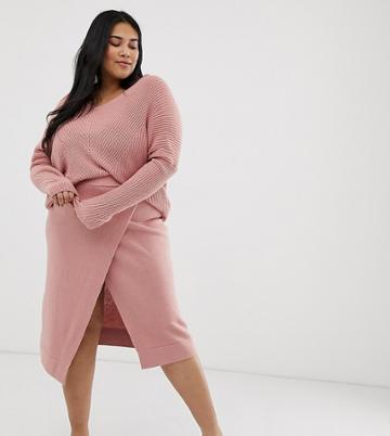 Micha Lounge Curve Wrap Front Midi Skirt Two-piece - Pink