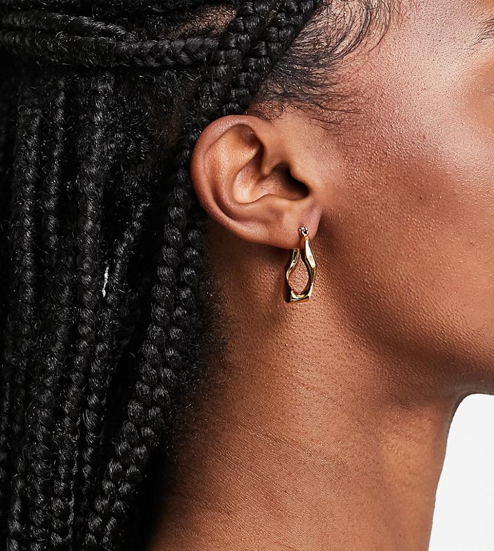 Asos Design 14k Gold Plated Hoop Earrings In Twist Link Design