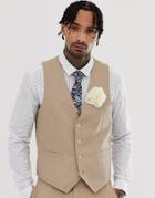 Gianni Feraud Wedding Slim Fit Linen Plain Suit Vest - Gray