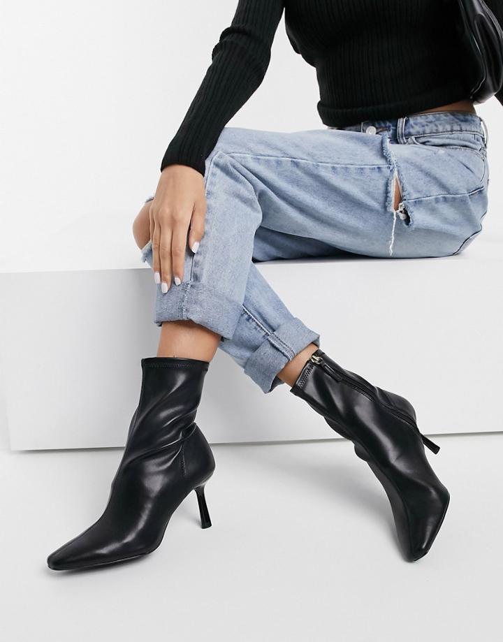 Stradivarius Skinny Heeled Boots In Black