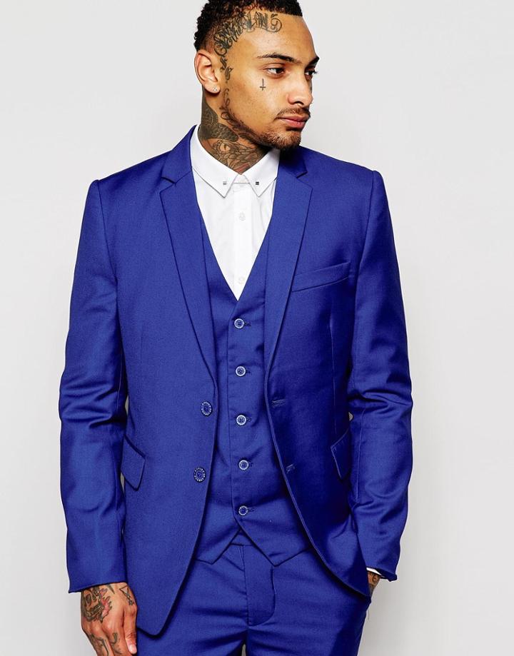 Rogues Of London Suit Jacket In Skinny Fit - Blue