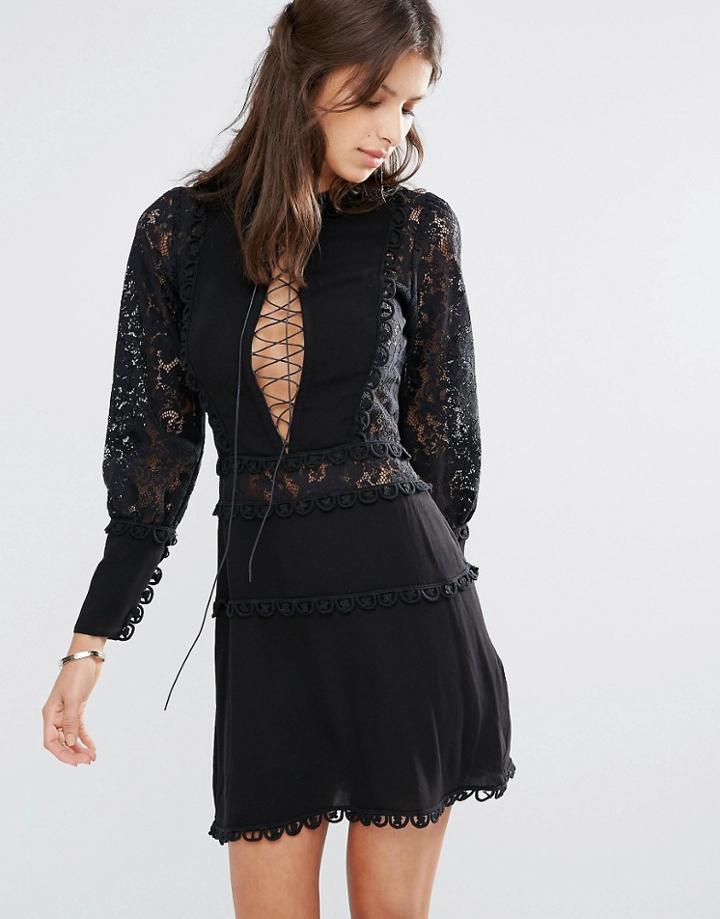For Love And Lemons Lola Rose Mini Dress - Black