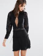 For Love And Lemons Lola Rose Mini Dress - Black