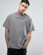 Night Addict Raglan Sleeve T-shirt With Embroidered Logo - Gray