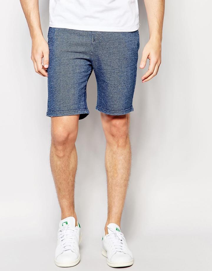 Native Youth Shorts In Seersucker Fabric - Indigo