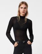 Allsaints Emelyn Francesco Roll Neck Long Sleeve T-shirt In Black