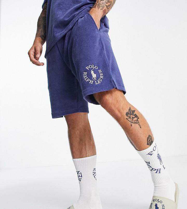 Polo Ralph Lauren X Asos Exclusive Collab Terrycloth Shorts In Navy With Small Circle Logo