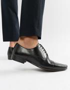 Asos Design Oxford Shoes In Black Leather With Toe Cap - Black