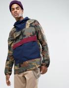 Herschel Voyage Packable Overhead Anorak In Camo/navy/wine - Green