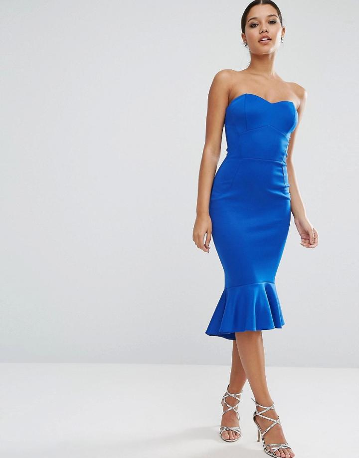 Asos Pephem Bandeau Midi Dress - Yellow