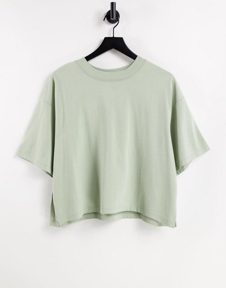 Asos Design Super Oversized T-shirt With Side Split In Sage-green