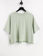 Asos Design Super Oversized T-shirt With Side Split In Sage-green