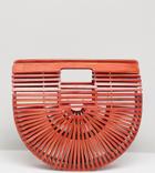 My Accessories Red Small Slatted Clutch Bag - Red