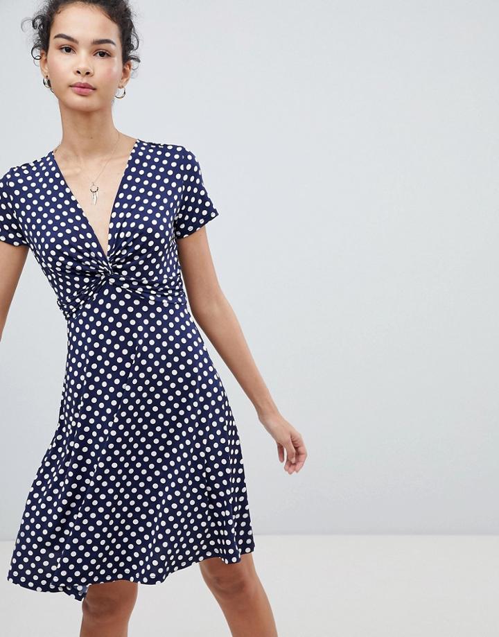 Gilli Polka Dot Skater Dress - Navy