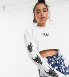 Collusion Tattoo Print Long Sleeve Top-white