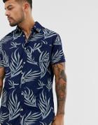 Jack & Jones Originals Printed Short Sleeve Shirt In Gray