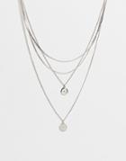 Pieces Multirow Layered Necklace With Pendants In Silver