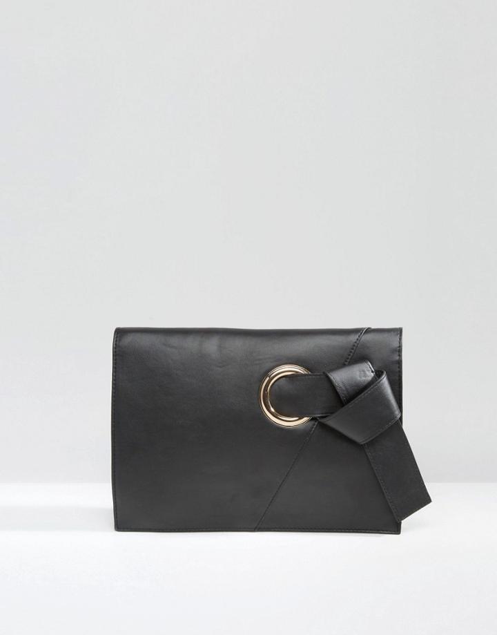 Asos Eyelet Knot Clutch Bag - Black