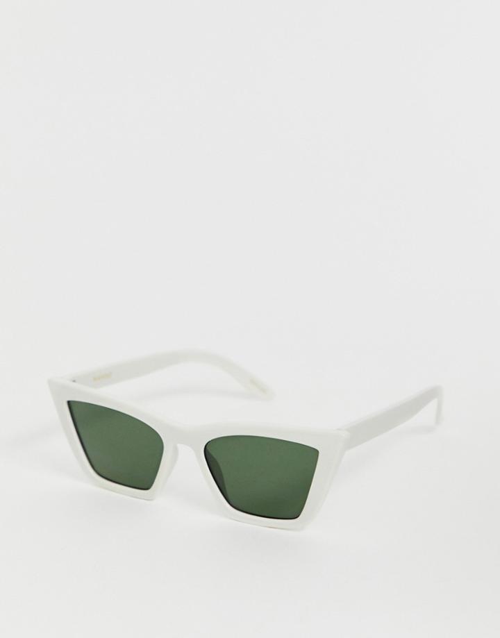 Mango Angled Cat Eye Sunglasses In White - White