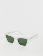 Mango Angled Cat Eye Sunglasses In White - White