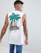 Friend Or Faux Thumbs Up Back Print Sleeveless T-shirt Tank - White