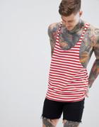 Asos Design Striped Extreme Racer Back Tank With Raw Edge - Multi