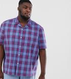 Asos Design Plus Boxy Fit Check Shirt In Blue And Purple