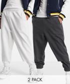 Asos Design Organic Oversized Sweatpants 2 Pack In Black/white Heather-multi