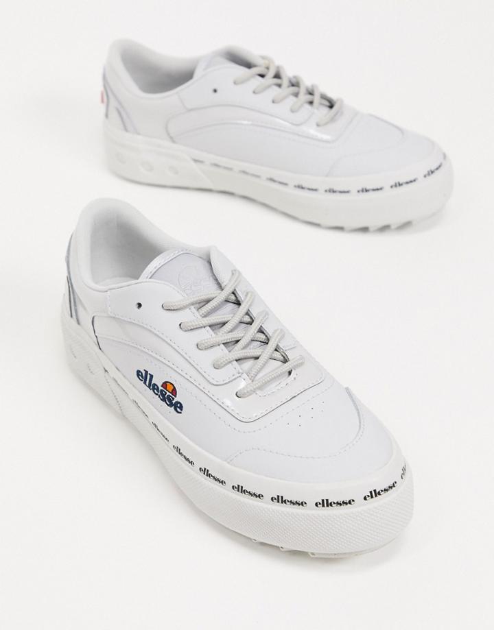 Ellesse Alzina Flatform Chunky Sneakers In White-grey