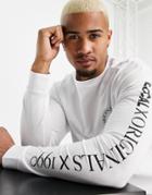 Jack & Jones Originals Oversize Long Sleeve T-shirt With Sleeve Logo In White