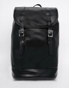 Asos Smart Backpack In Black Faux Leather - Black