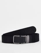 Asos Design Belt With Silver Retractable Buckle In Black