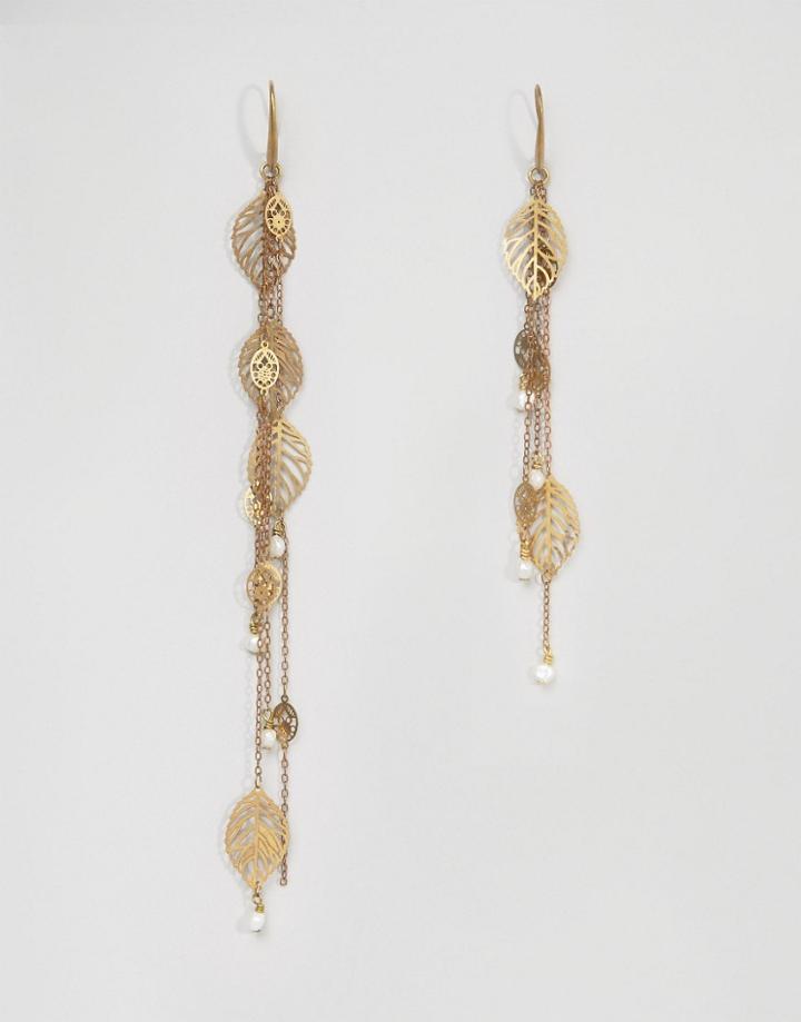 Sam Ubhi Leaf Drop Earrings - Gold