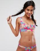 Asos Mix And Match 'the Crop' Bikini Top In Carnival Floral Print - Multi