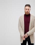 Asos Textured Cardigan In Beige - Beige