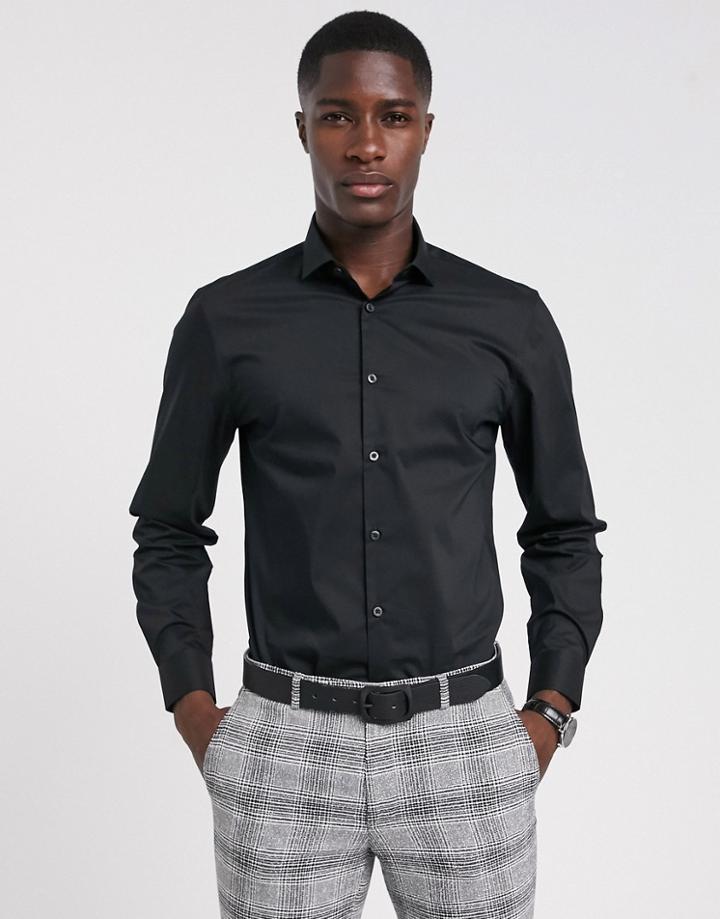 Moss London Extra Slim Shirt With Stretch In Black