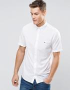 Tommy Hilfiger Shirt In White Poplin Short Sleeves In Regular Fit - Classic Wh