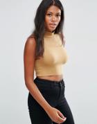 Pixie & Diamon High Neck Crop Top - Mustard